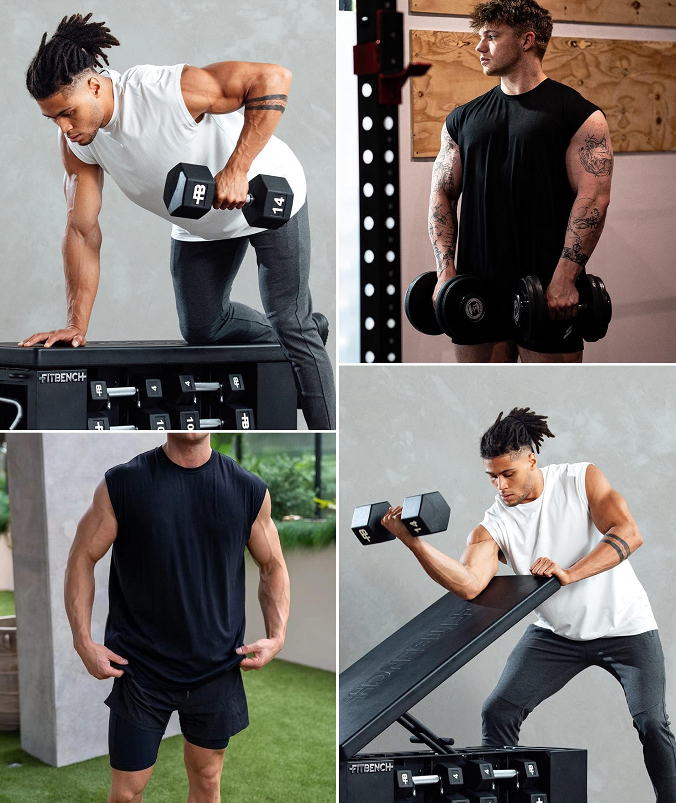 1, 3 or 5er Pack Herren Fitnessstudio Tank Tops Workout ärmellose T-Shirts Athletic Muscle Tank Training Bodybuilding Shirts Weiß 5P01-XL 6