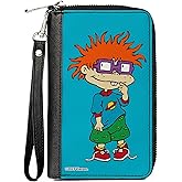 Buckle-Down Nickelodeon Wallet, Zip Around, Rugrats Chuckie Pose Blue, Vegan Leather