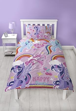 My Little Pony Crush Einzelne Rotary Bettbezug und Kissenbezug Set,Mehrfarbig