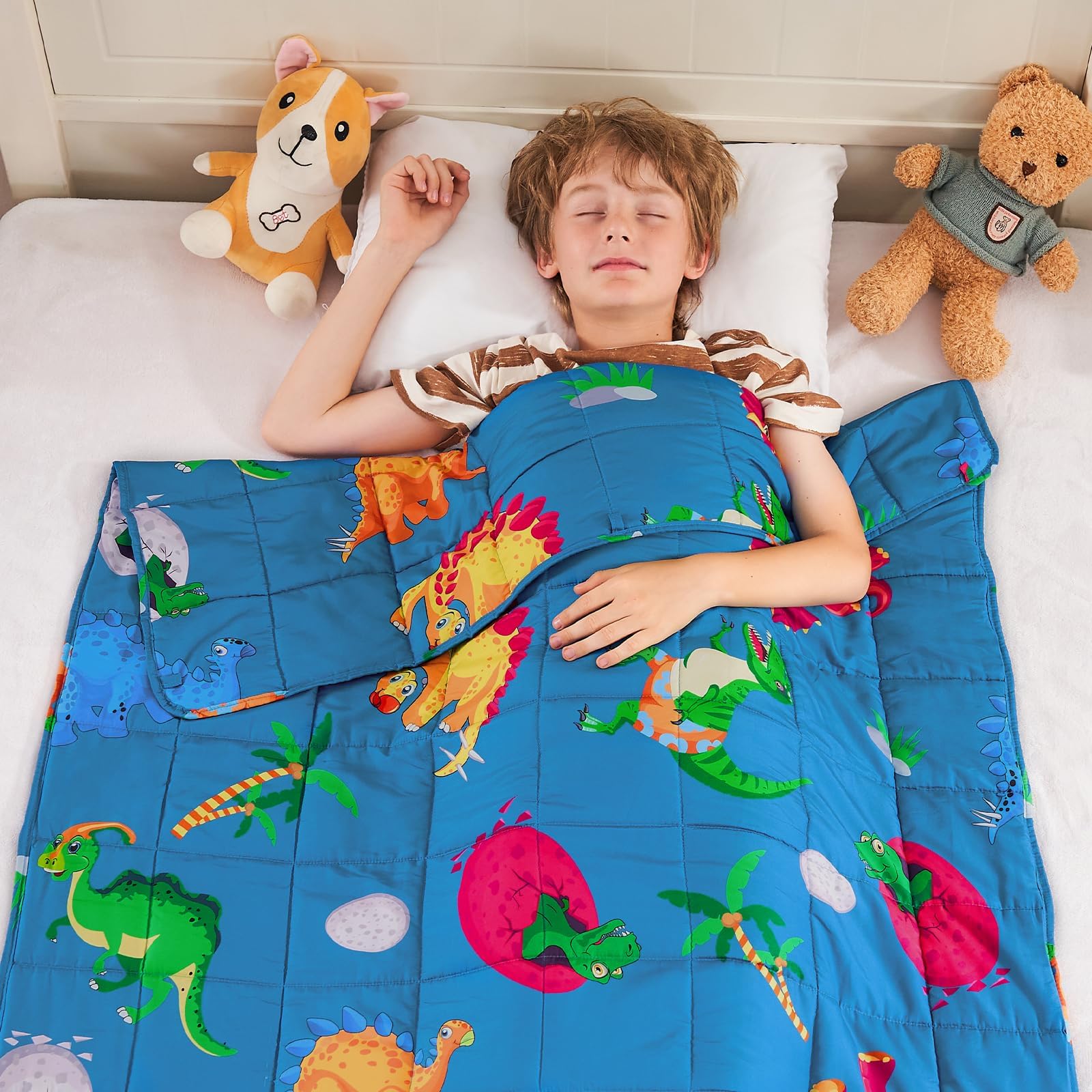 yescool Weighted Blanket 10 Pounds Cooling Weighted Lap Blanket, Dinosaur Heavy Blanket for Sleeping, Weighted Throw Blanket Gift for 80-110lbs, 40" x60 Image