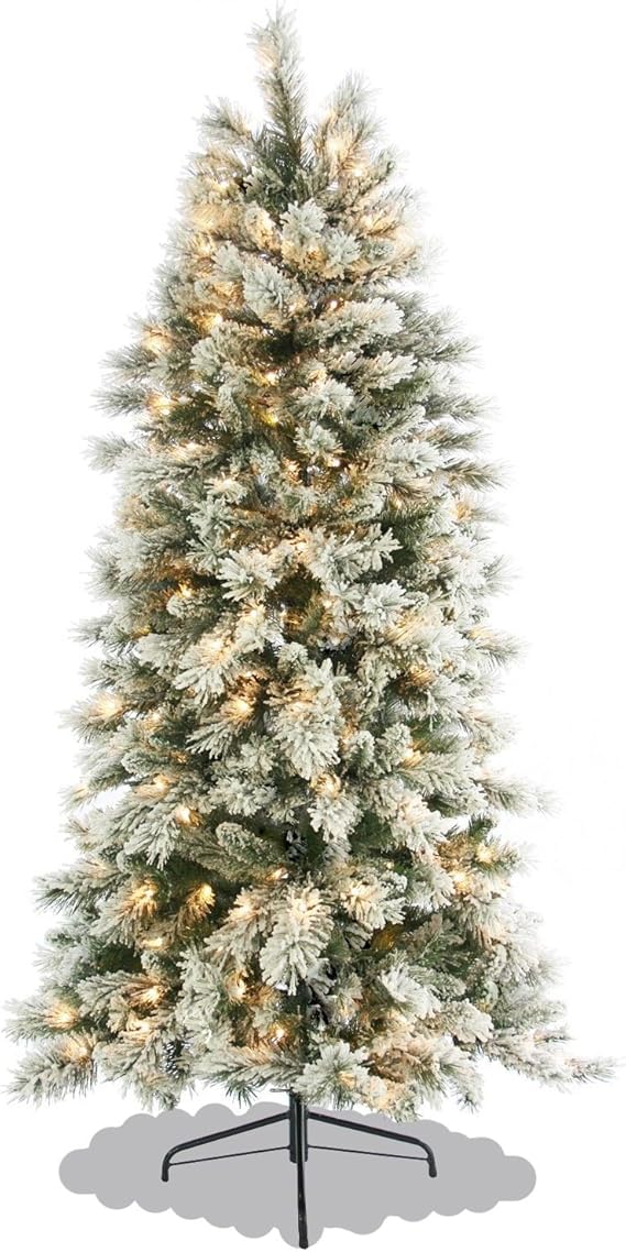 6ft Slim Flocked Spruce Christmas Tree Amazon.co.uk Kitchen & Home