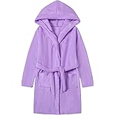 Umeyda Boys Girls Robe Soft Towel Cotton Hooded Bathrobe Kids Terry Cloth Robes with Belt, Purple, 4T = Tag 120