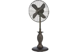 DECO BREEZE DecoBREEZE Pedestal Standing Fan, 3 Speed Oscillating Fan with Adjustable Height, Islander, Antique Fan, 18 inches