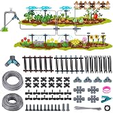 Drip Irrigation System Kit for Garden Watering, 240 ft, Quick-Connect | with 1/2 Mainline+ 1/4 Tubing + 36 Emitters and Accessories, For Garden, Yard, Raised Beds, Plants, Lawn
