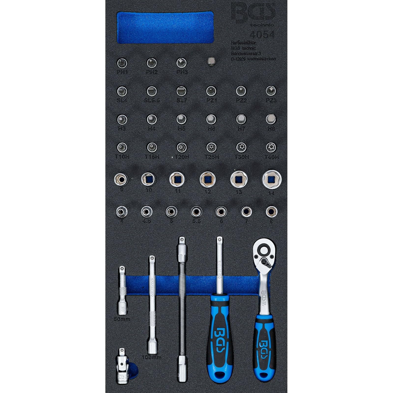 BGS 4054 | Tool Tray 1/3: Socket Set | 6.3 mm (1/4 ") | 41 pcs.