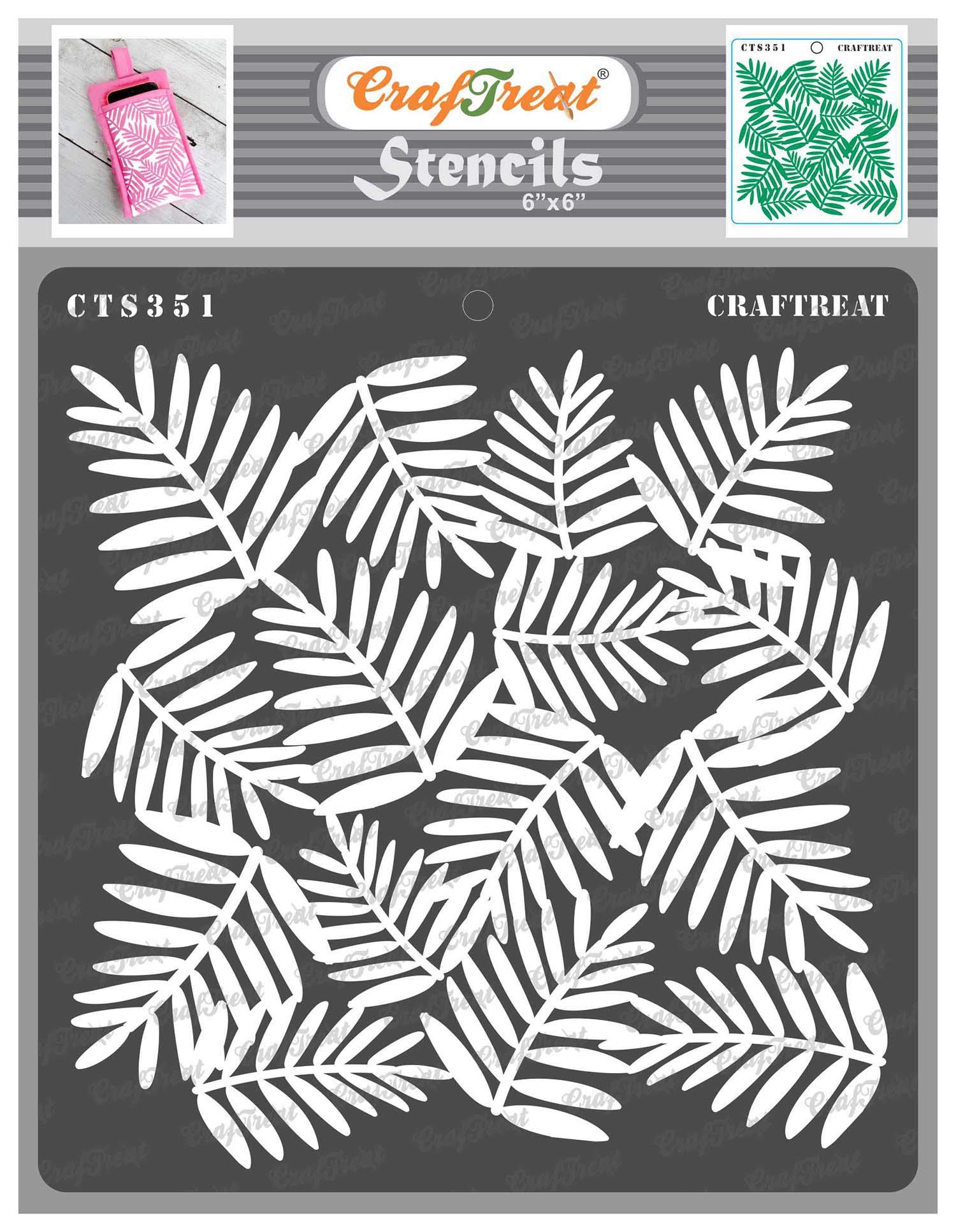 CrafTreat Reusable Leaves Templates for Painting on Wood, Canvas, Paper, Fabric, Floor, Wall and Tile - Areca Palm Leaves - 6x6 Inch - DIY Art and Craft Stencils for Painting Flowers