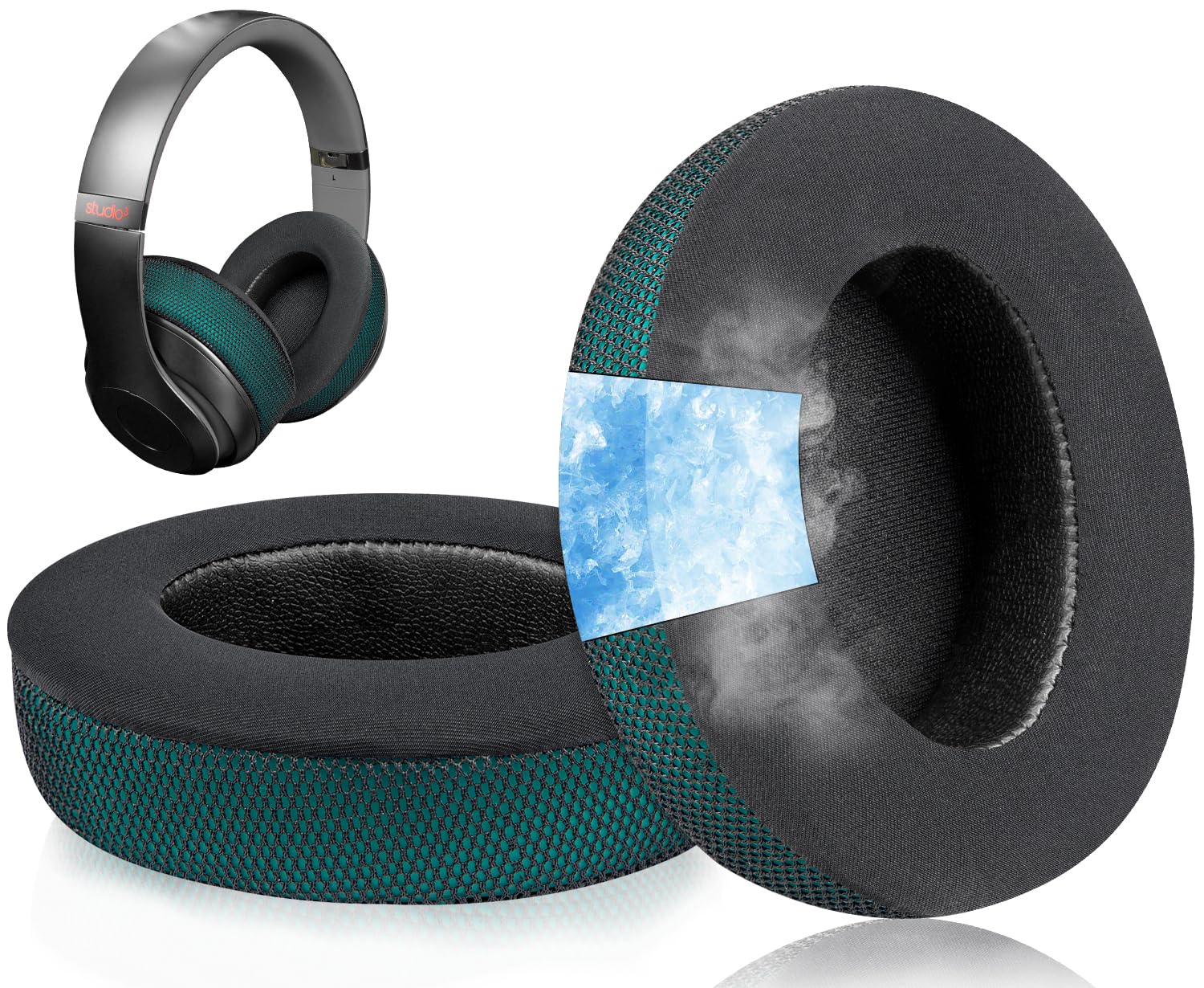 SoloWIT Replacement Ear Pads Cushions for Beats Studio 2 & Studio 3 Wired & Wireless Headphones, Earpads with High-Density Noise Isolation Foam - Studio CG Dark Green