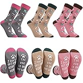 scenicamp 3 Pairs Cute Dog Mom Socks Dog Lovers Gifts for Women Soft Cotton Crew Socks for Dogs Owner Lover Veterinary Gifts