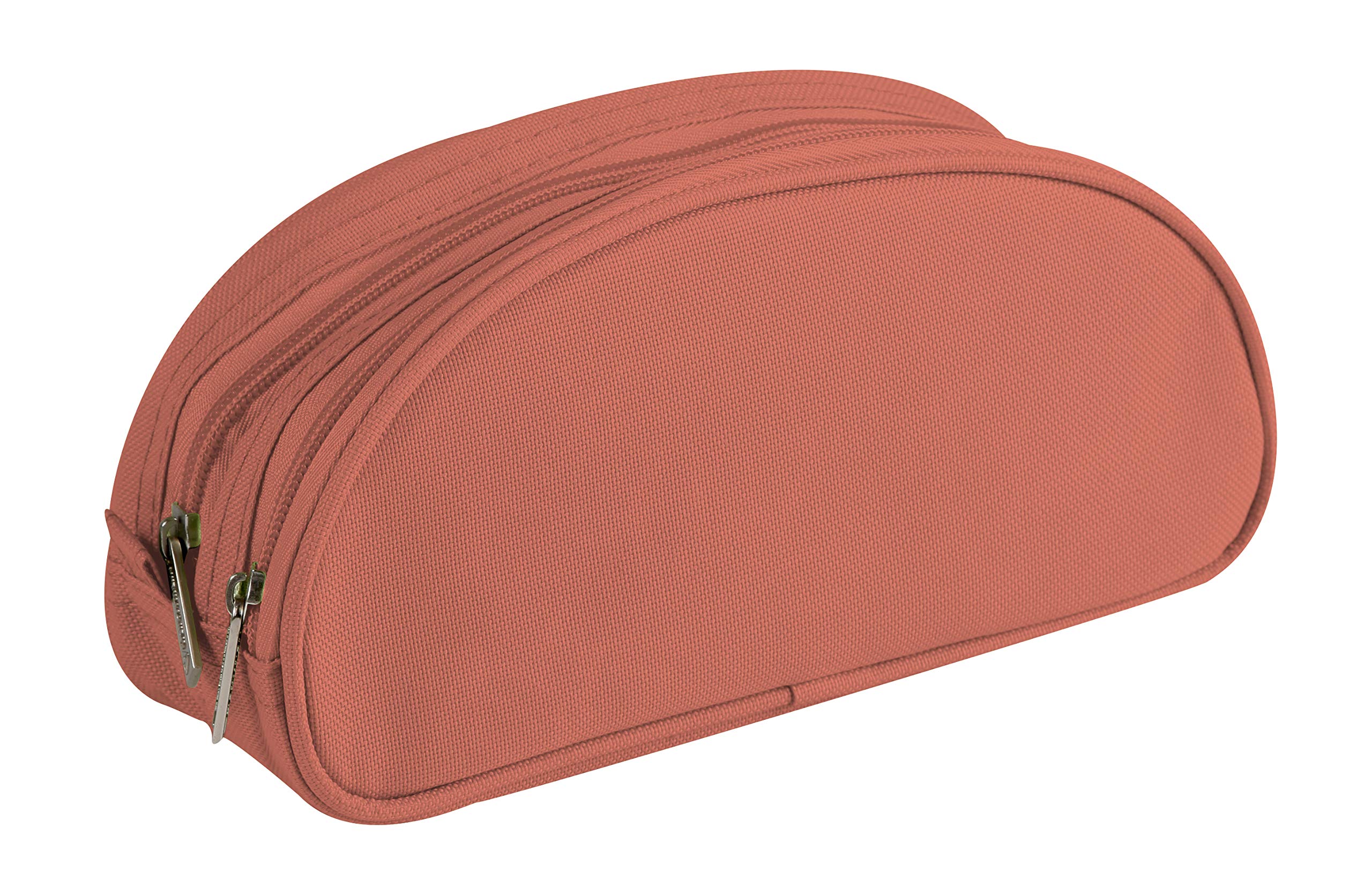 Clairefontaine 8343C - One Large Oval School Pencil Case 2 compartments - Dimensions: 22x8x10 cm - peach Colour - Practical - Spacious - Organisational