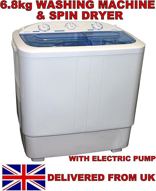 LARGE 6.8KG PORTABLE TWIN TUB WASHING MACHINE AND SPIN DRYER WITH