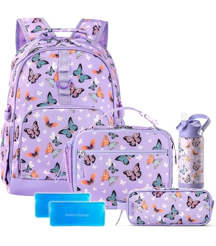 Epaihaiy Galaxy Wolf Backpack with Lunch Box for Girls Middle School Set of 4 Back to School Backpacks Kids Bookbag with Lunch Box Pencil Case Water Bottle Sleeve Bookbags for