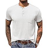 COOFANDY Men's Henley Shirts Short Sleeve Button T Shirt Casual Summer Basic Tee Tops with Pocket