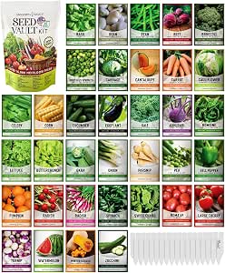 300+ Heirloom Vegetable Seed Collection - 6 Variety Non-GMO Garden Set For Survival