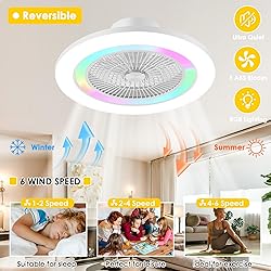 KAMLAM 24" Low Profile RGB Ceiling Fans with