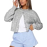 Cioatin Women Y2K Open Front Button Down Crop Sweater Cardigan Long Sleeve Lightweight Knit Pullover Fall Outfits Tops