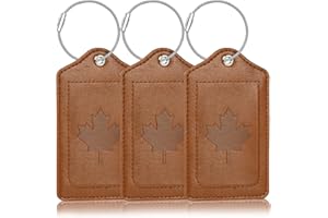 3 Pack Luggage Tags,Anyos Premium PU Travel Bag Labels Suitcase Baggage Tags with Name ID Card Privacy Protection (Light Brow