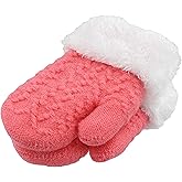 Kids-Warm-Knit Mittens - Little Kid-Girls-Winter Outdoor-Thickened Cold-Weather Wool Ski Gloves For 2-6 Years