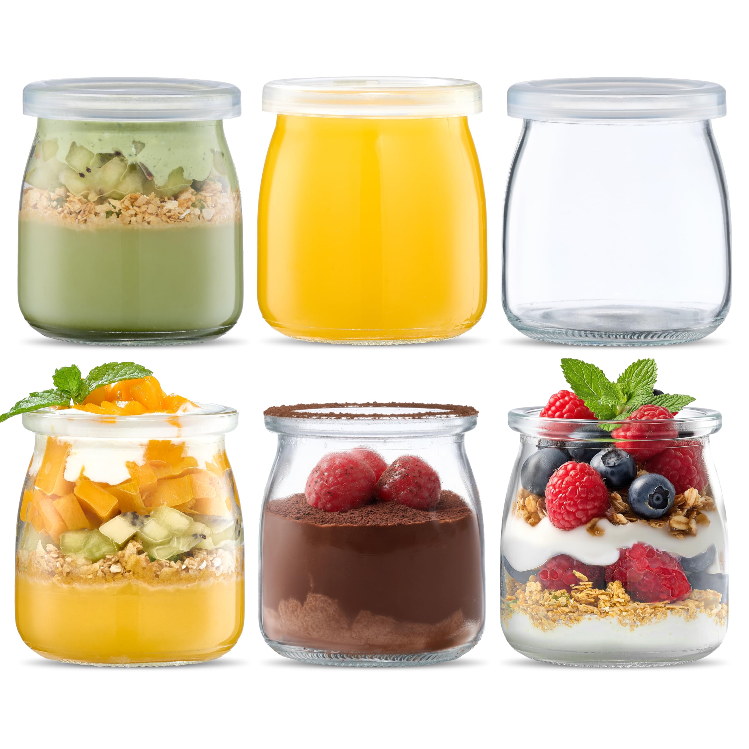 Danmu Art 200ml Yogurt Pudding Glass Jars with Plastic Lids Mini Cup Small Glass Bottles (6)