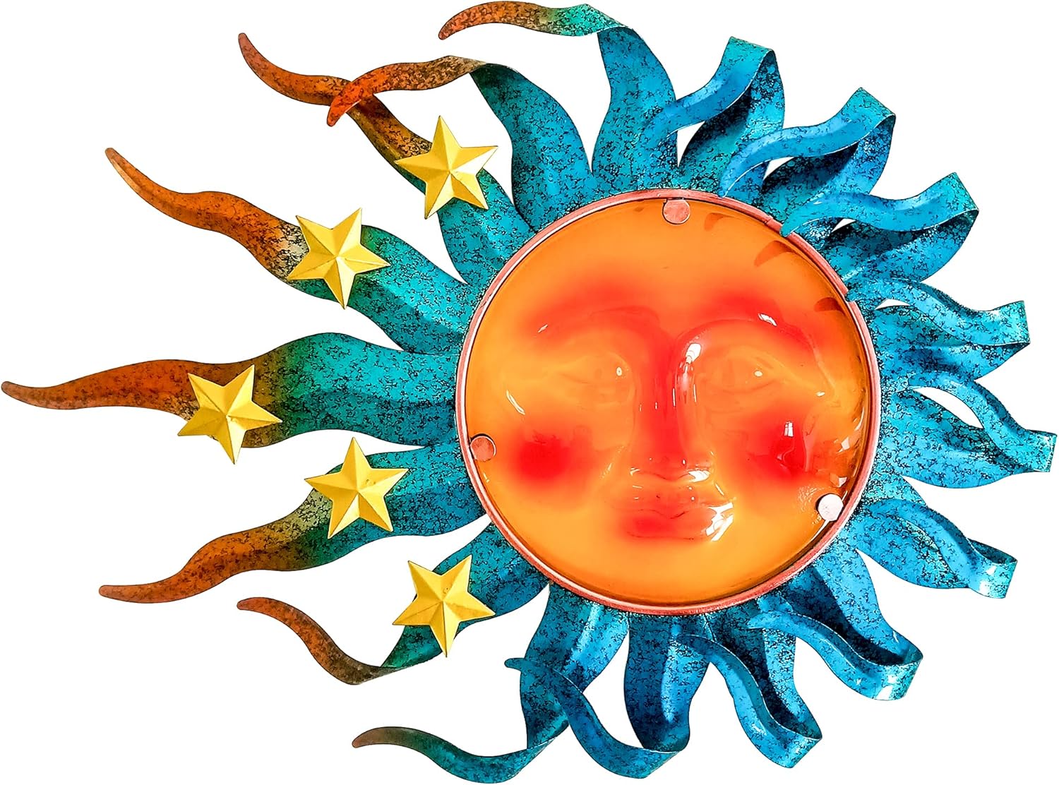 Plaques & Wall Art - UXZCVIO Metal Sun Face Garden Art Decorations, Outdoor Hanging Wall Decor Sculptures for Home Garden Yard-15.5 inches