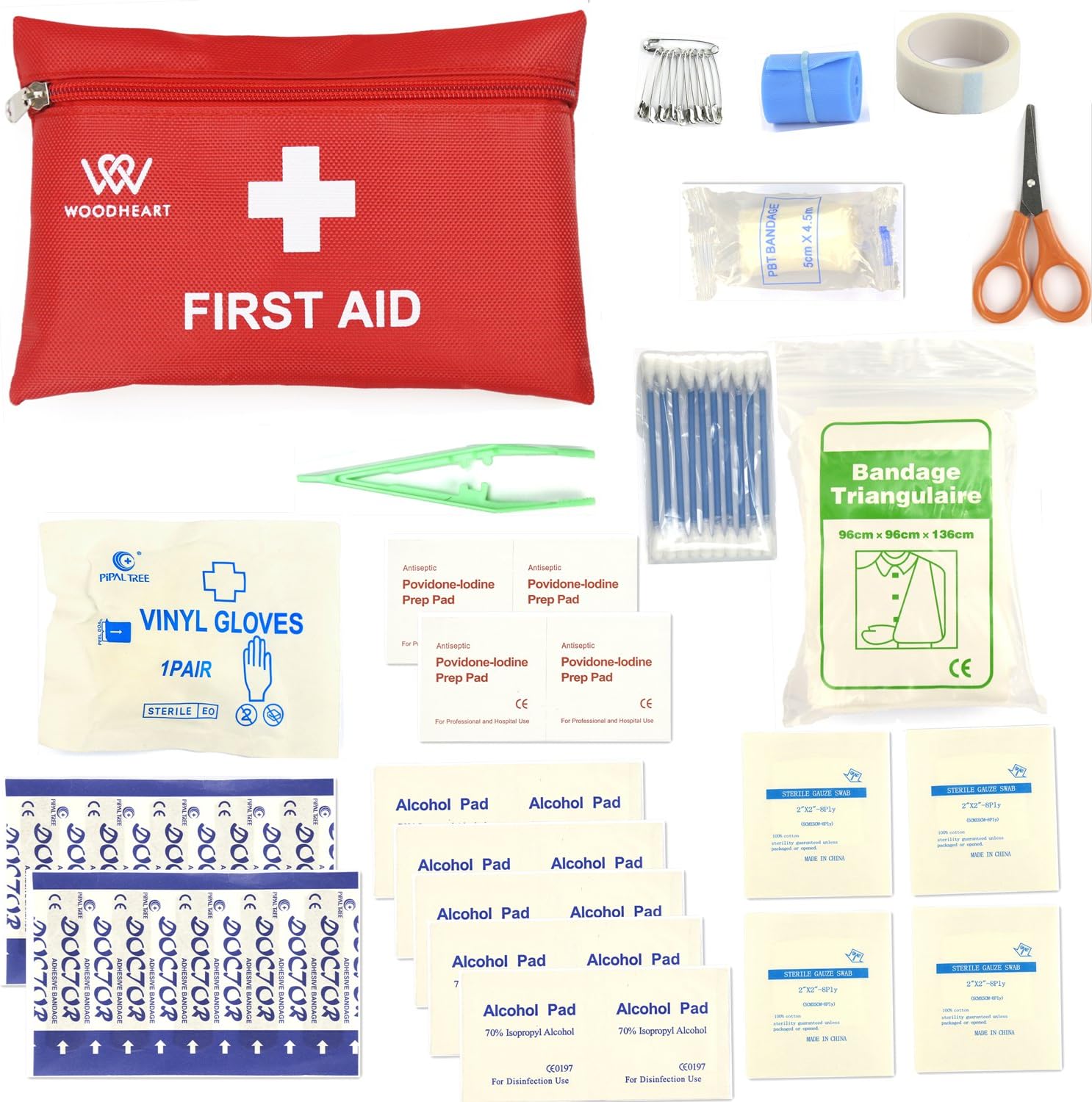 WOODHEART First Aid Kit,Portable Medical Bag Survival Emergency First Aid Kit, prepare for Car,Home,Picnic,Camping,Travel and Other Outdoor Activities