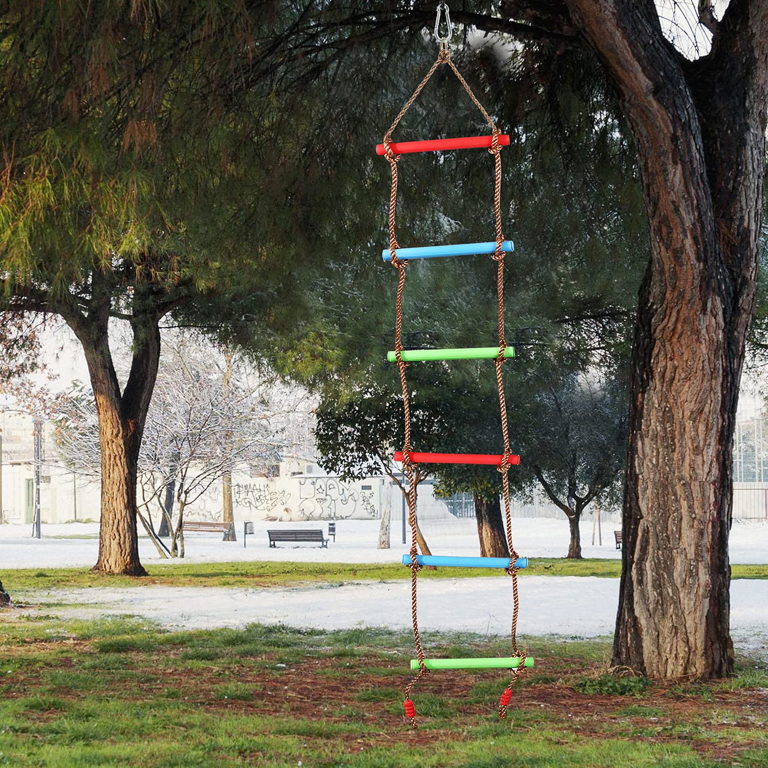 RedSwing 6.6 Ft Rope Ladder for Kids, Climbing Ladder for Swing Set, Hanging Rope Ladder with 1 Strap, Great for Play Set, Outdoor, Tree House, Playground, Ninja Slackline