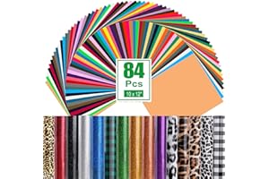 Heat Transfer Vinyl Bundle : 84 Pack 12" x 10" Iron on Vinyl, for DIY Iron-on Fabrics T-Shirts with Heat Press Machine & Craf