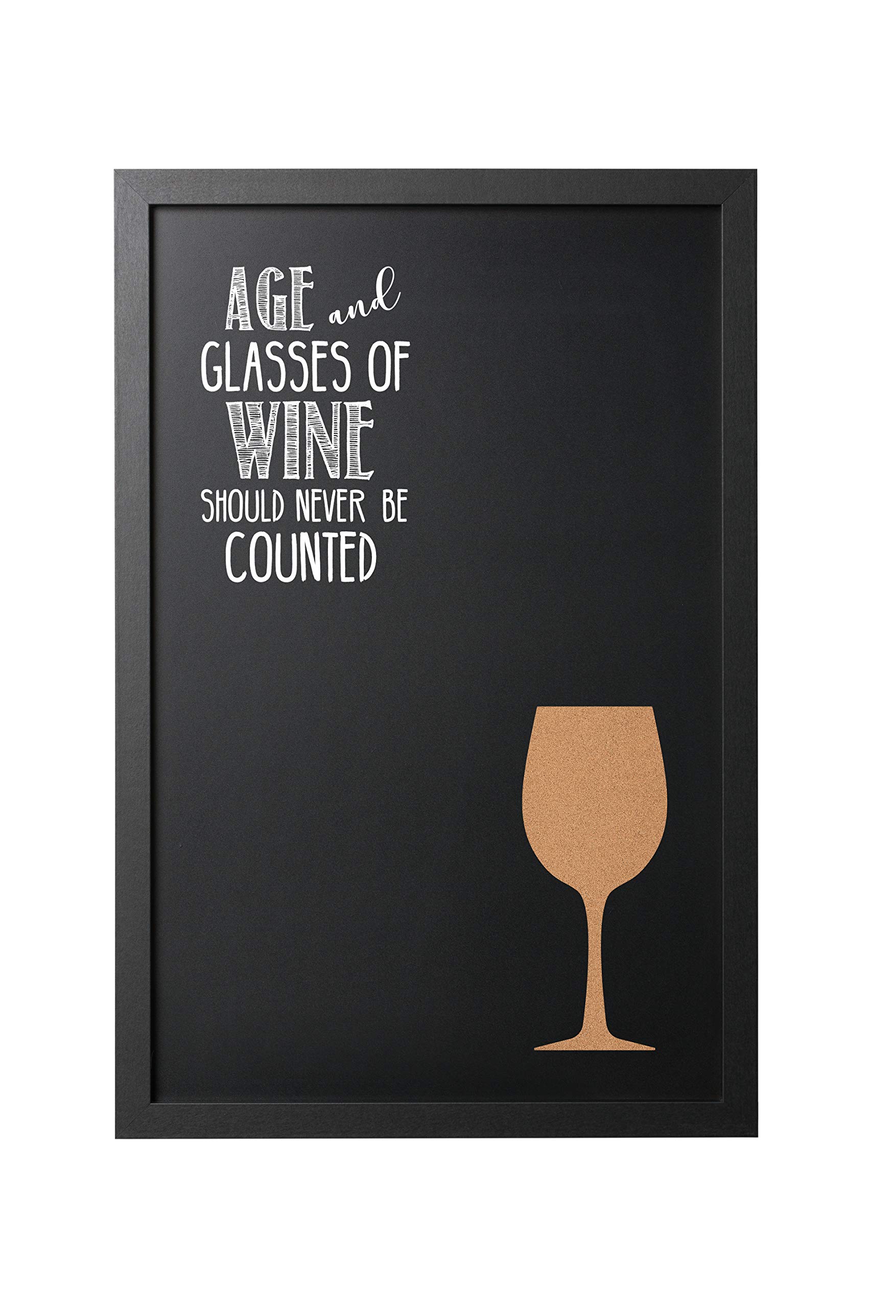 Bi-Office - Vino Combo Quote Chalkboard, 400 x 600 mm, Black Frame
