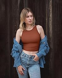 OQQ Women's 2 Piece Tank Tops Crew Neck Sleeveless
