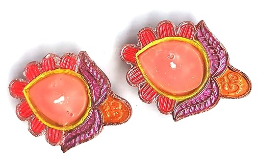 Handmade Earthen Decorative Clay Diya/Deepam/Kundhulu/Mitti Diya for Navaratri/Dussera,Diwali Celebration and for All Celebration Purpose(Set of 2,4 and 6) (2, Wax Diya)