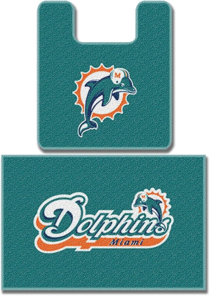Miami Dolphins Two Piece Bath Rug Set Bed