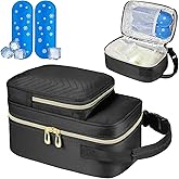 ZIOZERTT Breastmilk Cooler Travel bag with Ice Pack,Portable Breastmilk Cooler Bag with Buckle Handle,Insulated Breastmilk Storage Bag Cooler,Black