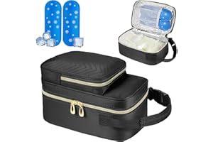 ZIOZERTT Breastmilk Cooler Travel bag with Ice Pack,Portable Breastmilk Cooler Bag with Buckle Handle,Insulated Breastmilk Storage Bag Cooler,Black