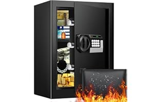 TISKGG 2.5 Cu ft Large Home Safe Fireproof Waterproof, Fireproof Safe with Fireproof Waterproof Document Bag, Combination Lock and Removable Shelf, Fire Safe Box for Home Important Documents Valuables