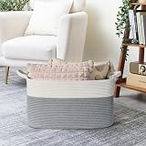 TIMEYARD Large Storage Basket 65L Grey Cotton Rope 55x38x30 cm Toy Towels view 2