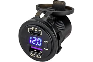 Sea-Dog Round USB & USB-C Power Socket w/Hidden Voltmeter