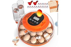 HOMCOLORFUL 18 Egg Incubator with Automatic Turning & Humidity Control, Fully Automatic Incubators with 2 Trays, Egg Candler, for Hatching Chicken, Duck, Goose, Quail, Pigeon, Turkey, Home, Classroom, Farm Use