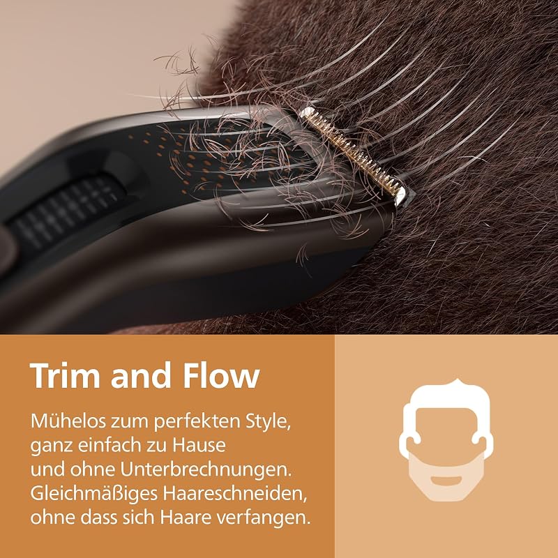 Hair Clipper Series 9000 - Haarschneider für Männer & Frauen, selbstschärfende Klingen, 28 Längen in 1-mm-Schritten, Trim-and-Flow, bis zu 180 Min. Laufzeit, 4-teiliges Barberset, HC9721/15