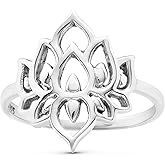 Koral Jewelry Lotus Flower Ring 925 Sterling Silve Boho Chic (9)