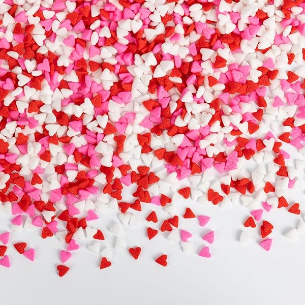 EDIBLE HEART SPRINKLES FOR CAKE DECORATING,RED PINK WHITE...