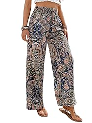 OYOANGLE Women's Boho Paisley Print High Elastic