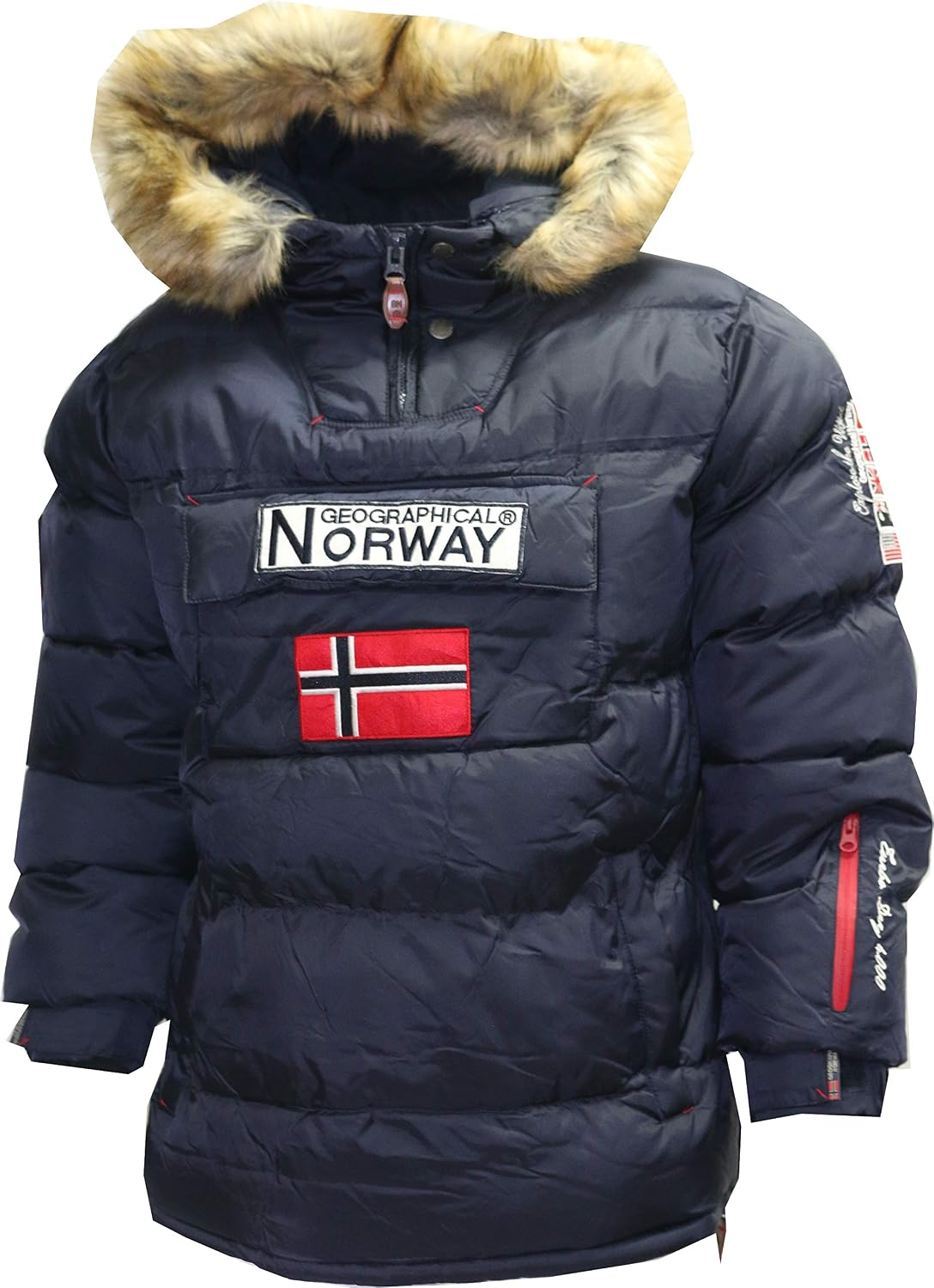 Geographical Norway Piumino Uomo Abramovitch – Caldo Giubbotto Invernale Con Collo Rimovibile E Dettagli In Similpelle