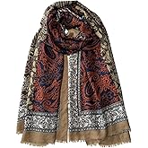 Wendyfull Paisley Pashmina Feel Shawls Wraps for Women Rave Scarf Soft Silky Exotic Boho All Seasons