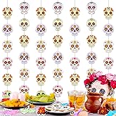 Tiamon 8 Pcs Dia De Los Muertos Decorations Day of The Dead Hanging Garland Halloween Sugar Skull Banner Garland Dia de Los Muertos Paper Banner for Mexican Halloween Party Supplies