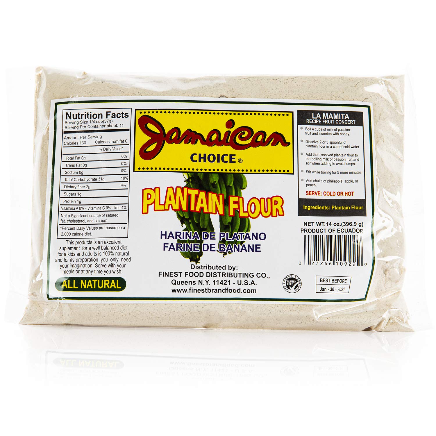 Amazon Com Jamaican Choice Plantain Flour 14 Oz 1 Flour And Meals Grocery Gourmet Food