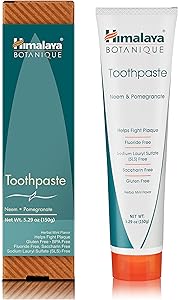 Himalaya Botanique Neem & Pomegranate Toothpaste, Mint Flavor - Fluoride Free Toothpaste Fights Plaque & for Fresh Breath - V