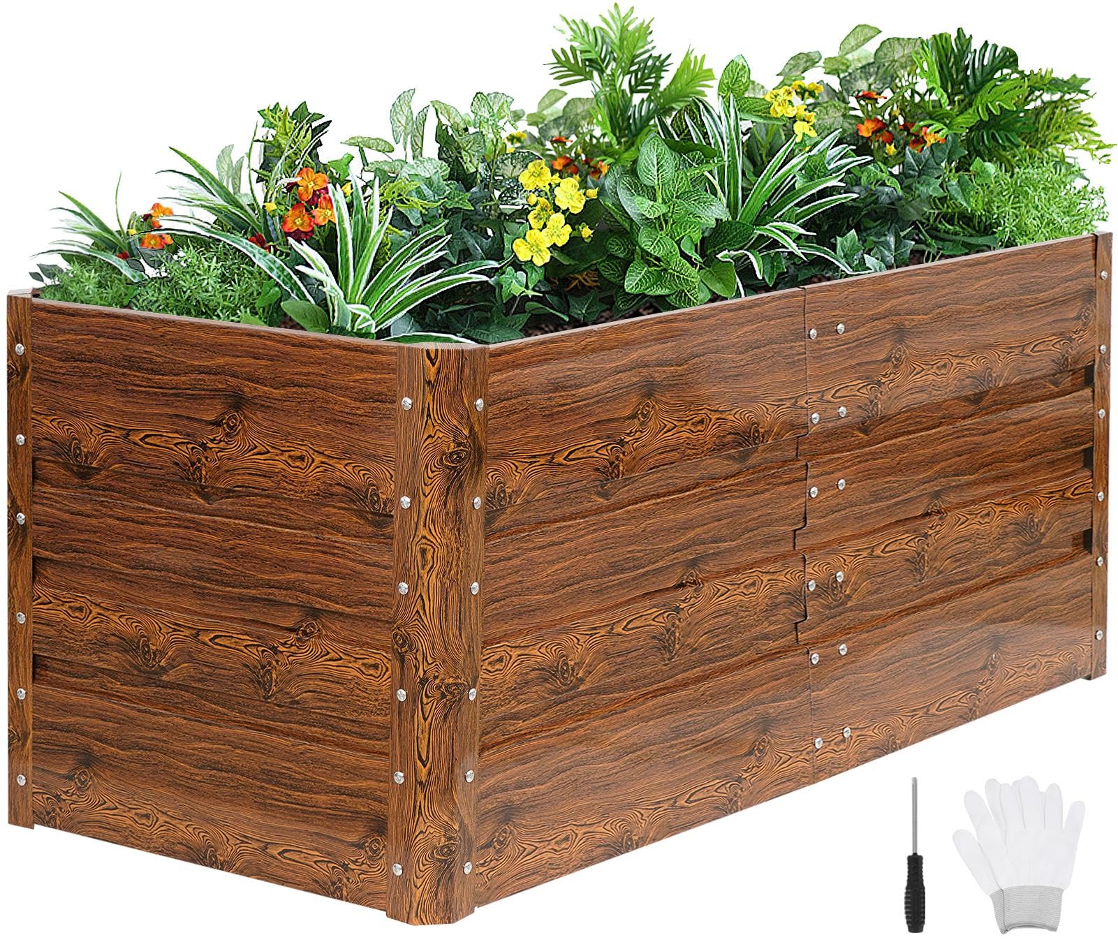 Photo 1 of (PARTIAL SET) (METAL PANNELS ONLY) 1MORE Raised Garden Bed- 4x2x1.8ft Planter Garden Boxes Outdoor, Raised Beds for Gardening, Large Metal Garden Bed Kit for Vegetables Flower, Deep Root Planter Raised Beds with Tools.Grain