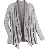La Cera Women's Comfort Cascade Cardigan, 5573, Grey, M
