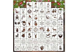 PKQON Christmas Stencils for Ornaments Stencils for Painting on Wood Small Cookie Mini Face Christmas Stencils for Crafts Supplies Glass Christmas Tree Decorations (60 Christmas 3in)