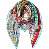 SHIROUYU 100% Pure Mulberry Silk Scarf 35" Large Square Lightweight Headscarf –Women’s Hair Wraps The shawl-With Gift Packed