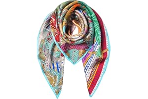 SHIROUYU 100% Pure Mulberry Silk Scarf 35" Large Square Lightweight Headscarf –Women’s Hair Wraps The shawl-With Gift Packed